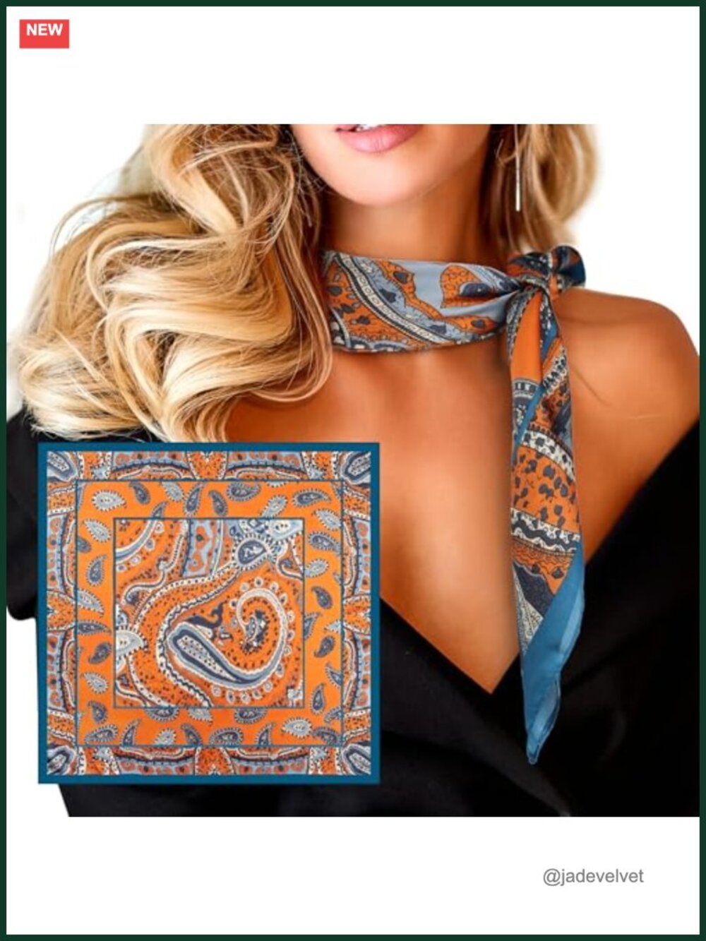 Square Hair Scarf & Neck Scarf for Women, Silky Polyester, 27.5x27.5